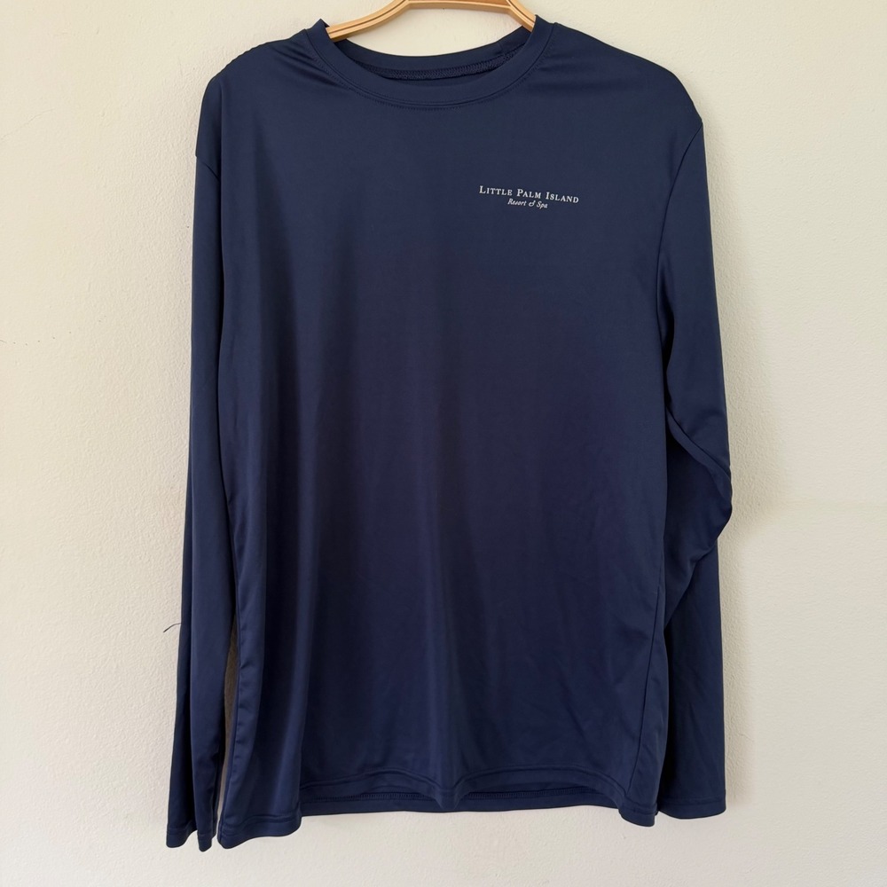 A4 Little Palm Island Resort Get Lost Navy Blue Performance Shirt Mens Medium